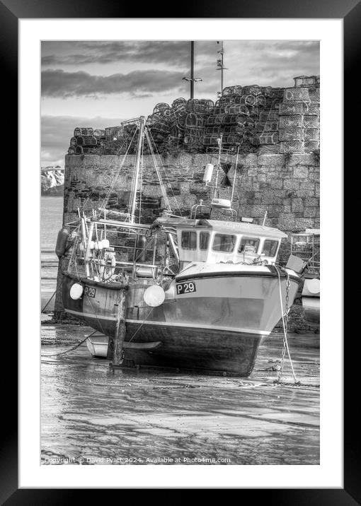Fishing Boat In Newquay Harbour Framed Mounted Print by David Pyatt