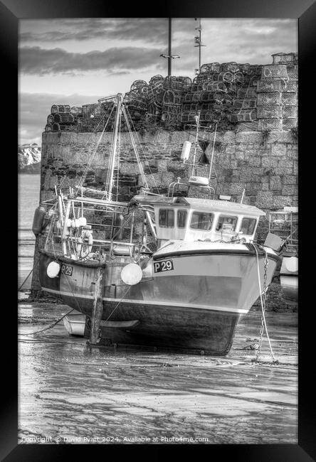 Fishing Boat In Newquay Harbour Framed Print by David Pyatt