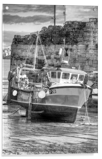Fishing Boat In Newquay Harbour Acrylic by David Pyatt