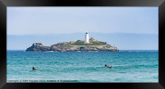 Godrevy Cove and Island, Cornwall Framed Print by Keith Douglas