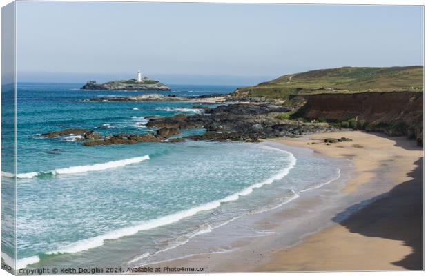 Godrevy Cove and Island, Cornwall Canvas Print by Keith Douglas