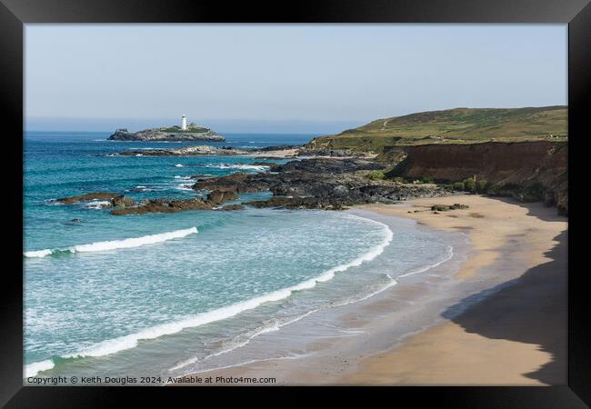 Godrevy Cove and Island, Cornwall Framed Print by Keith Douglas