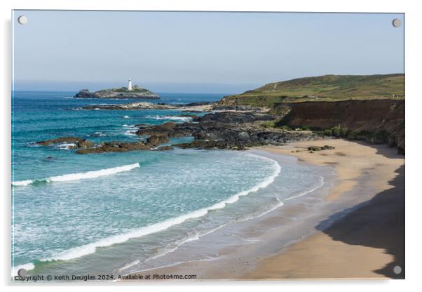 Godrevy Cove and Island, Cornwall Acrylic by Keith Douglas