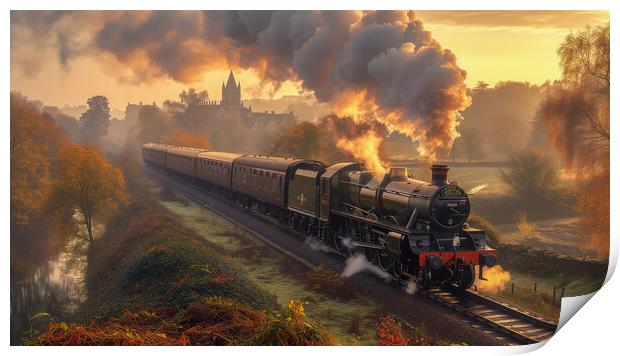 Vintage Steam Train Print by T2 