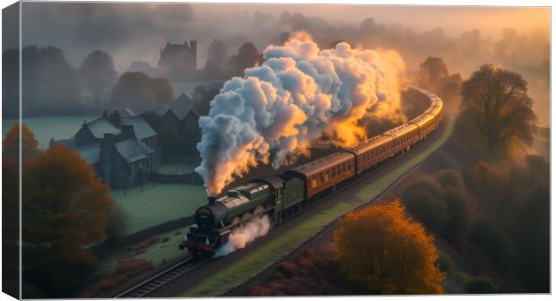 Vintage Steam Train Canvas Print by T2 