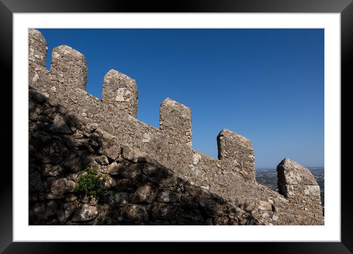 Medieval Moorish Castle Battlement In Portugal Framed Mounted Print by Artur Bogacki