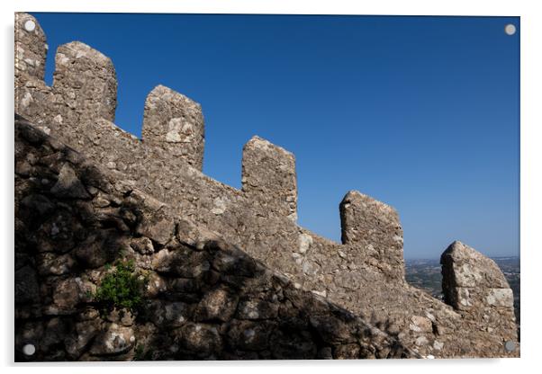 Medieval Moorish Castle Battlement In Portugal Acrylic by Artur Bogacki