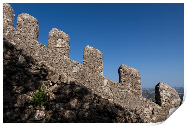 Medieval Moorish Castle Battlement In Portugal Print by Artur Bogacki