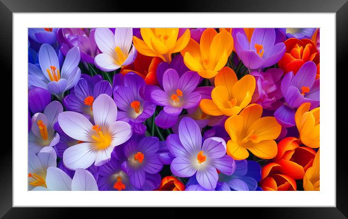 Crocus Flowers Framed Mounted Print by T2 