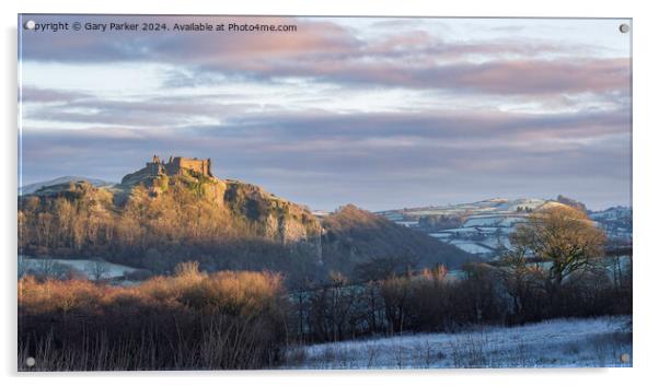Carreg Cennan Castle winter landscape Acrylic by Gary Parker