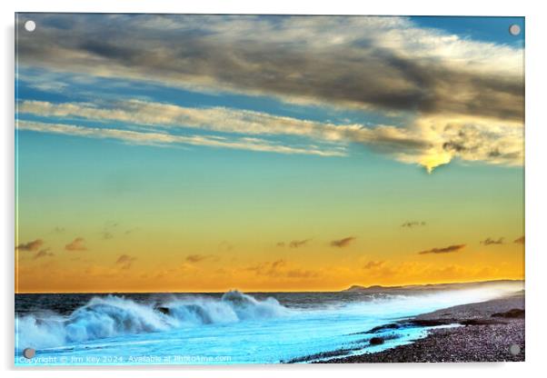 Winter Sunrise at Cley Beach Acrylic by Jim Key