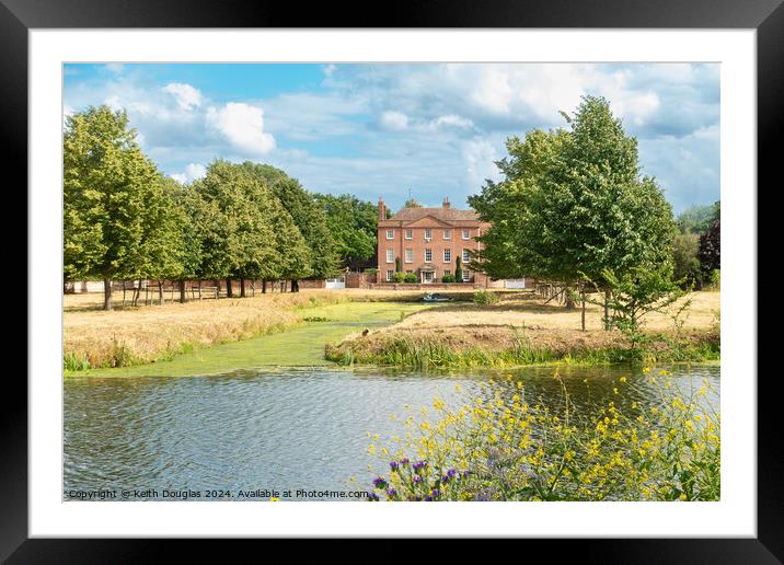 Farm Hall, Godmanchester, and the River Great Ouse. Framed Mounted Print by Keith Douglas