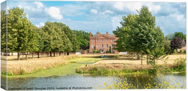 Farm Hall, Godmanchester, and the River Great Ouse. Canvas Print by Keith Douglas