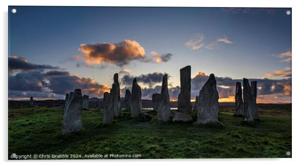 Calanais Standing Stones at sunset Acrylic by Chris Drabble