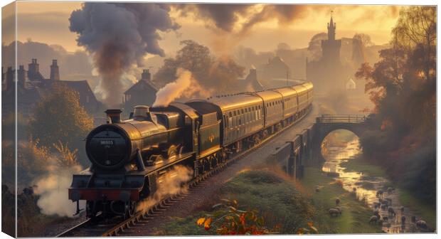Steam Train Art Canvas Print by T2 