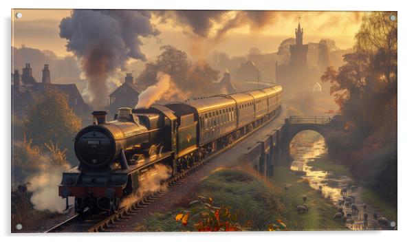 Steam Train Art Acrylic by T2 