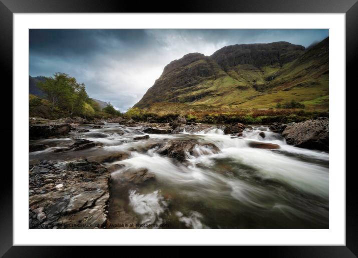 Glencoe and the river Coe rapids 1051  Framed Mounted Print by PHILIP CHALK