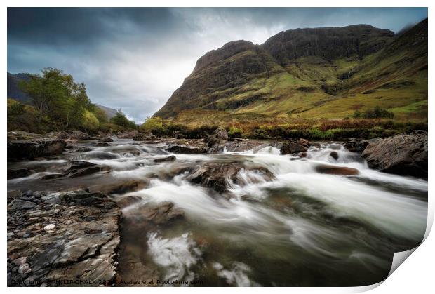 Glencoe and the river Coe rapids 1051  Print by PHILIP CHALK