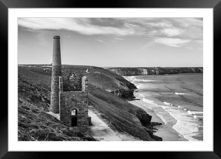 Wheal Coates Tin Mine (disused). Black and White  Framed Mounted Print by Keith Douglas