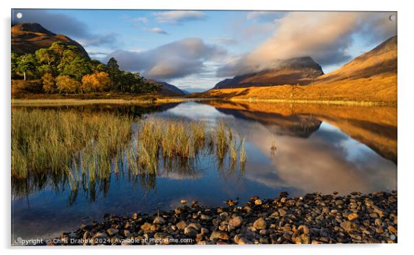 Liathach reflected in Loch Clair Acrylic by Chris Drabble