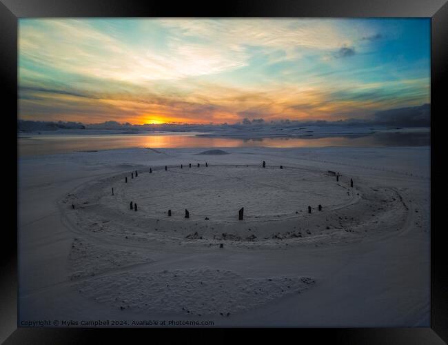 Ring of Brodgar under a blanket of snow Framed Print by Myles Campbell