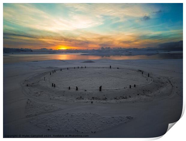 Ring of Brodgar under a blanket of snow Print by Myles Campbell