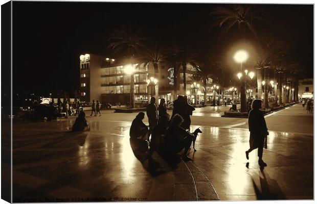 Evening hangout by the Balcony of Europe 2, sepia Canvas Print by Paul Boizot