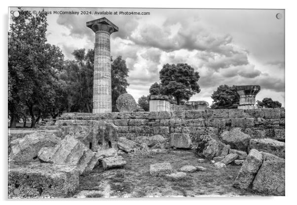 Temple of Zeus at ancient Olympia, Greece mono Acrylic by Angus McComiskey