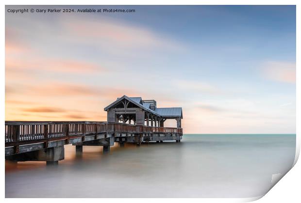 Wooden Jetty at Sunrise Print by Gary Parker