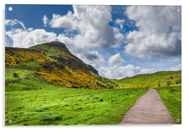Scottish Landscape With Arthur Seat In Edinburgh Acrylic by Artur Bogacki
