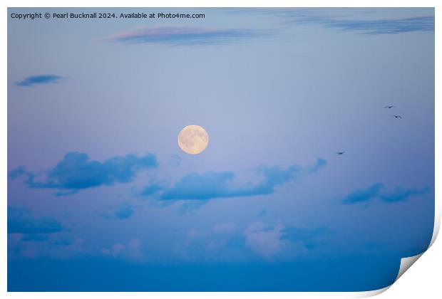 Full Moon in the Sky at Dusk Print by Pearl Bucknall