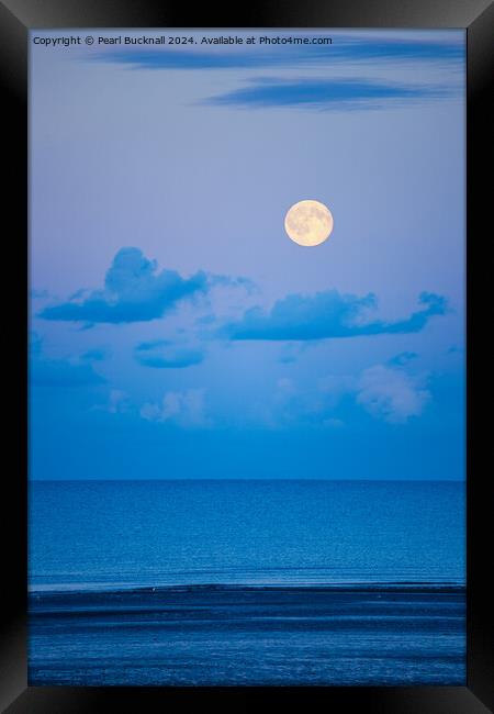 Full Moon Rising in the Sky over a Seascape Framed Print by Pearl Bucknall