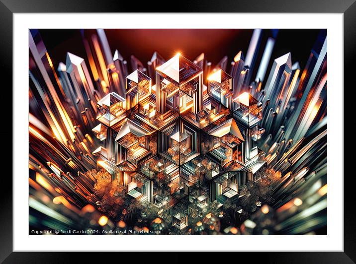 Dawn in the Prismatic City - GIA-2310-1124-ILU Framed Mounted Print by Jordi Carrio