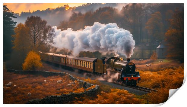 Steam Train Art Print by T2 