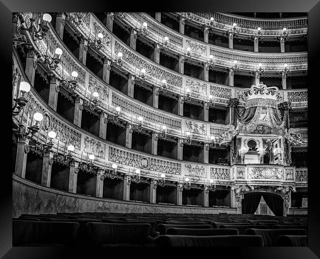 Monochrome of Teatro di San Carlo, Naples, Italy. Framed Print by Maggie Bajada