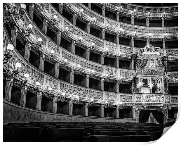Monochrome of Teatro di San Carlo, Naples, Italy. Print by Maggie Bajada