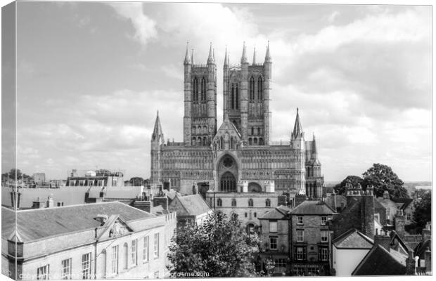 Lincoln Cathedral Monochrome Canvas Print by Diana Mower
