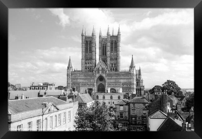Lincoln Cathedral Monochrome Framed Print by Diana Mower