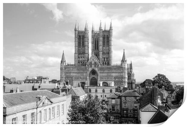 Lincoln Cathedral Monochrome Print by Diana Mower