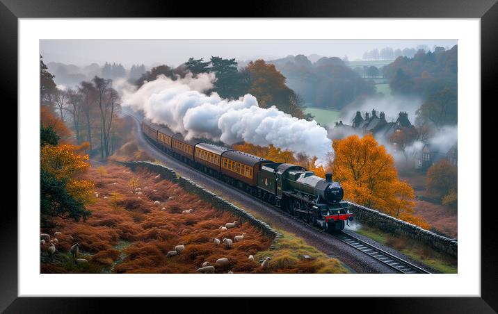 Steam Train Art Framed Mounted Print by T2 