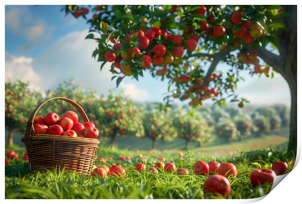 British Cider Apple Orchard Print by T2 