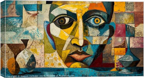 unique painting of a mans face, featuring different colors and abstract shapes Canvas Print by Joaquin Corbalan
