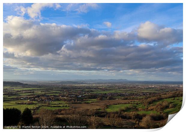 Clouds over the Vale of Evesham Print by Martin fenton