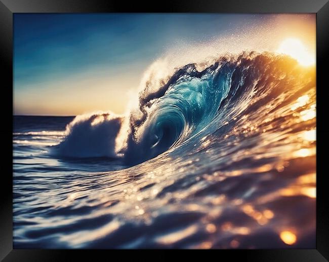 Surfing Wave Framed Print by Anne Macdonald