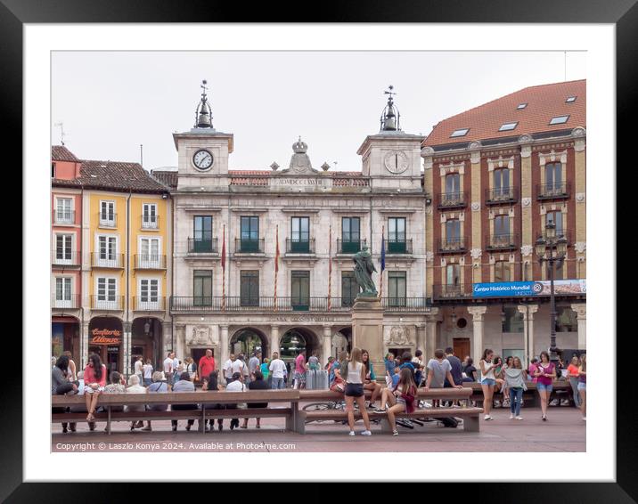 Plaza Mayor - Burgos Framed Mounted Print by Laszlo Konya