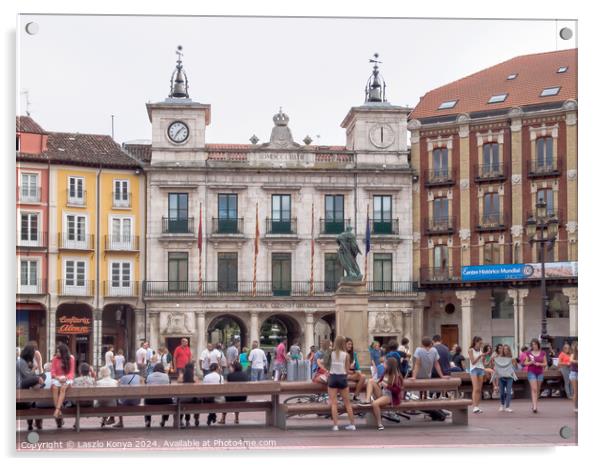 Plaza Mayor - Burgos Acrylic by Laszlo Konya