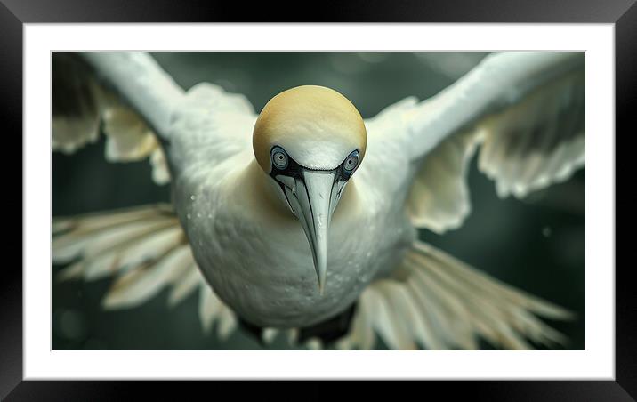 Gannet In Flight Framed Mounted Print by Steve Smith