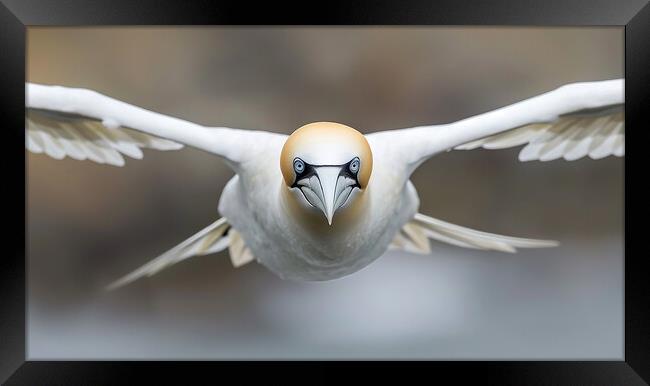 Gannet In Flight Framed Print by Steve Smith