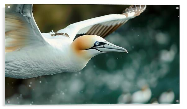 Gannet In Flight Acrylic by Steve Smith