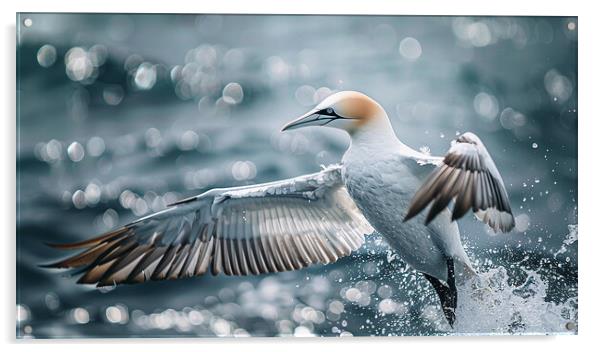Gannet In Flight Acrylic by Steve Smith